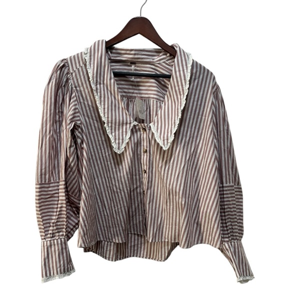 NWT Free People Cotton Striped Top M - Picture 3 of 12